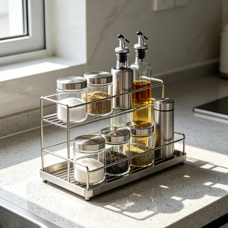 Stainless Steel Kitchen Spice Rack Holder Unit
